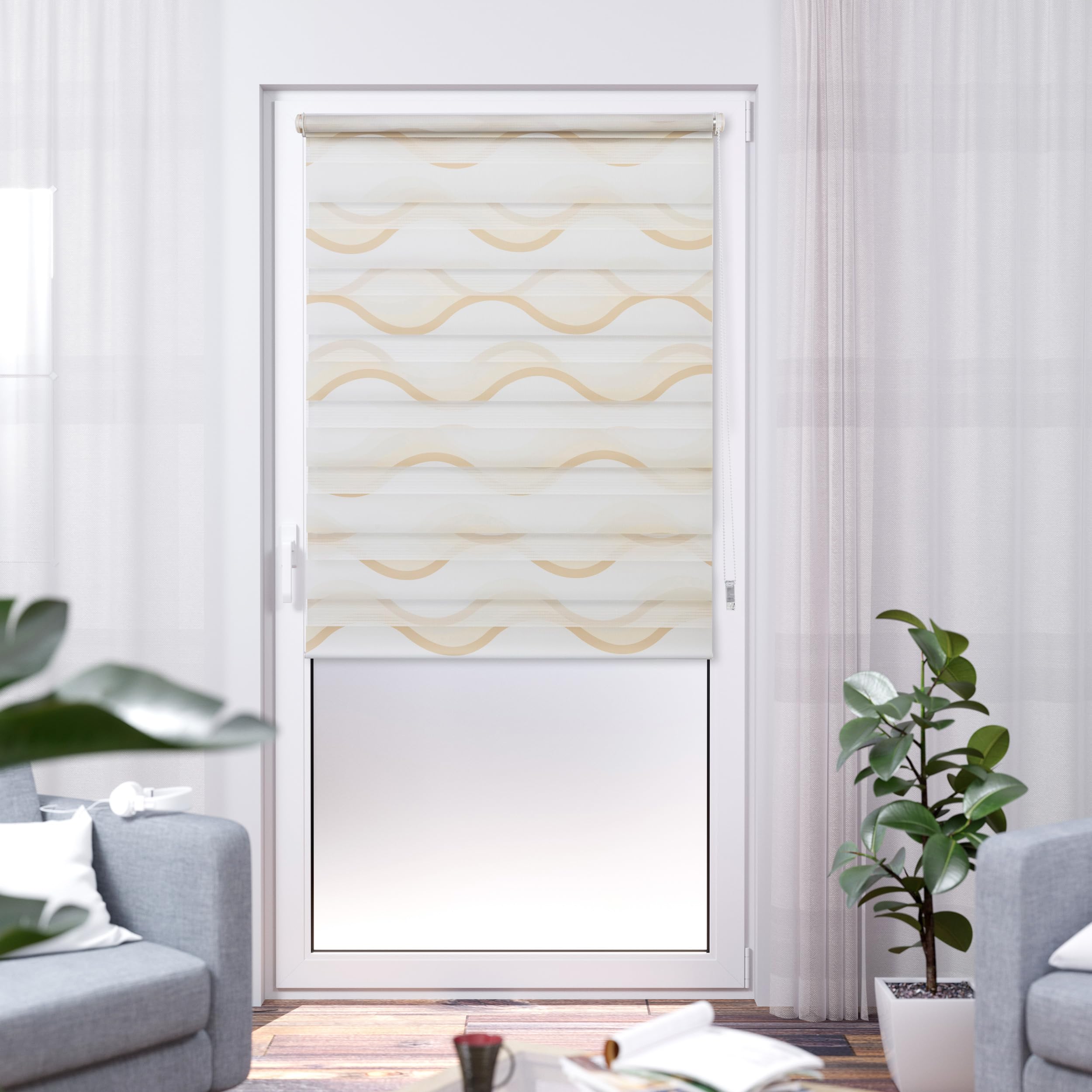 Apex Furnishings Zebra - Tenda a rullo a doppio strato, opaca e